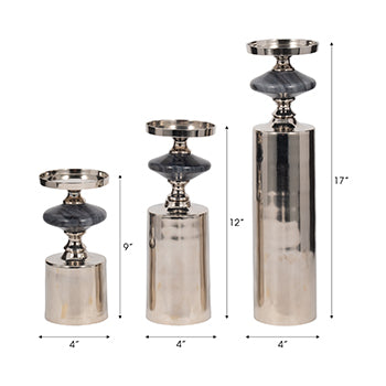 Lieden Marble Candleholders S/3