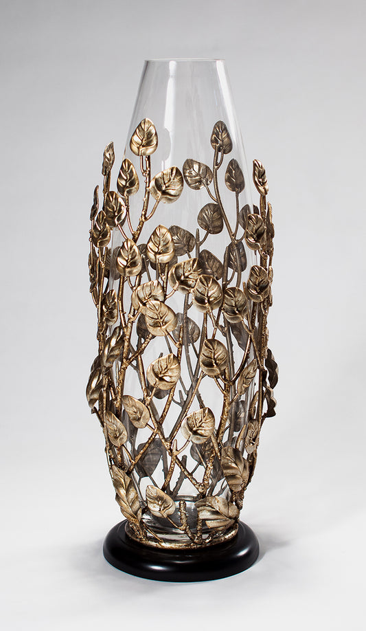 Gold Metal Leaf Vase