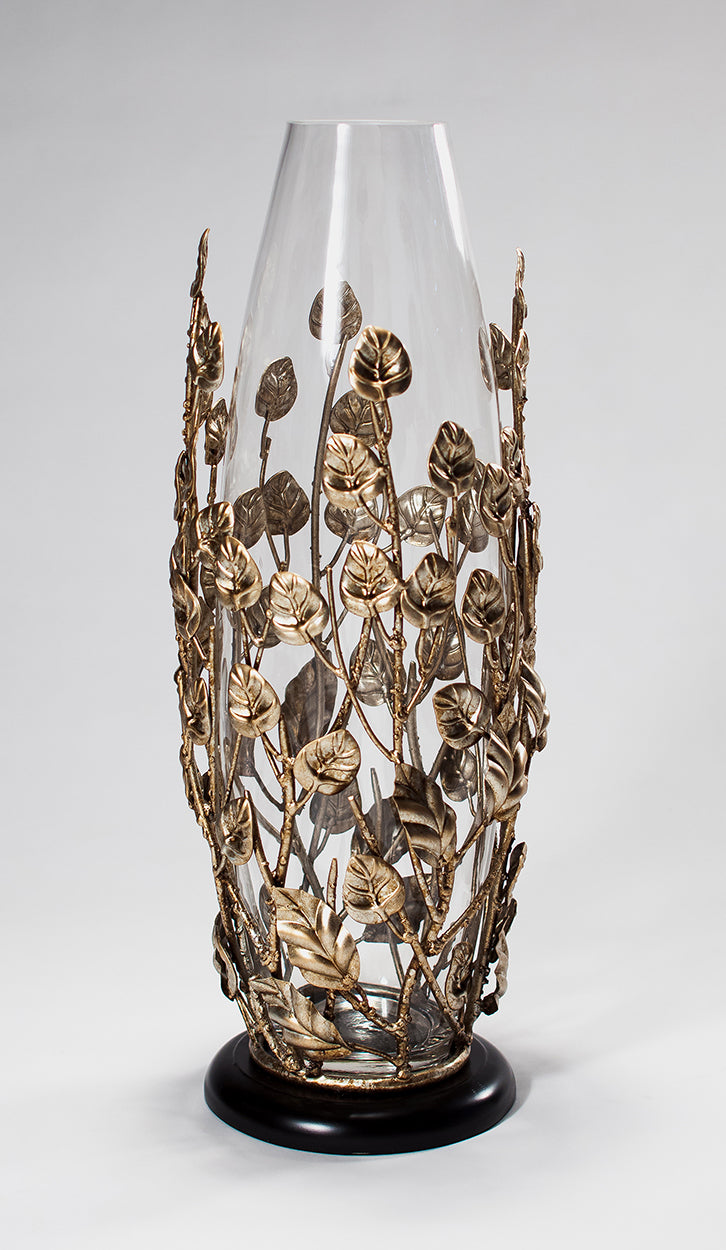 Gold Metal Leaf Vase