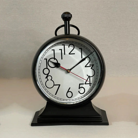 Black & Antique Gold Desk Clock
