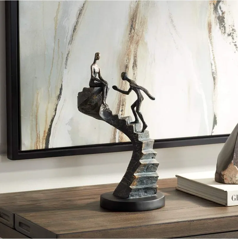 Climbing Stairs 13 3/4" Bronze Sculpture