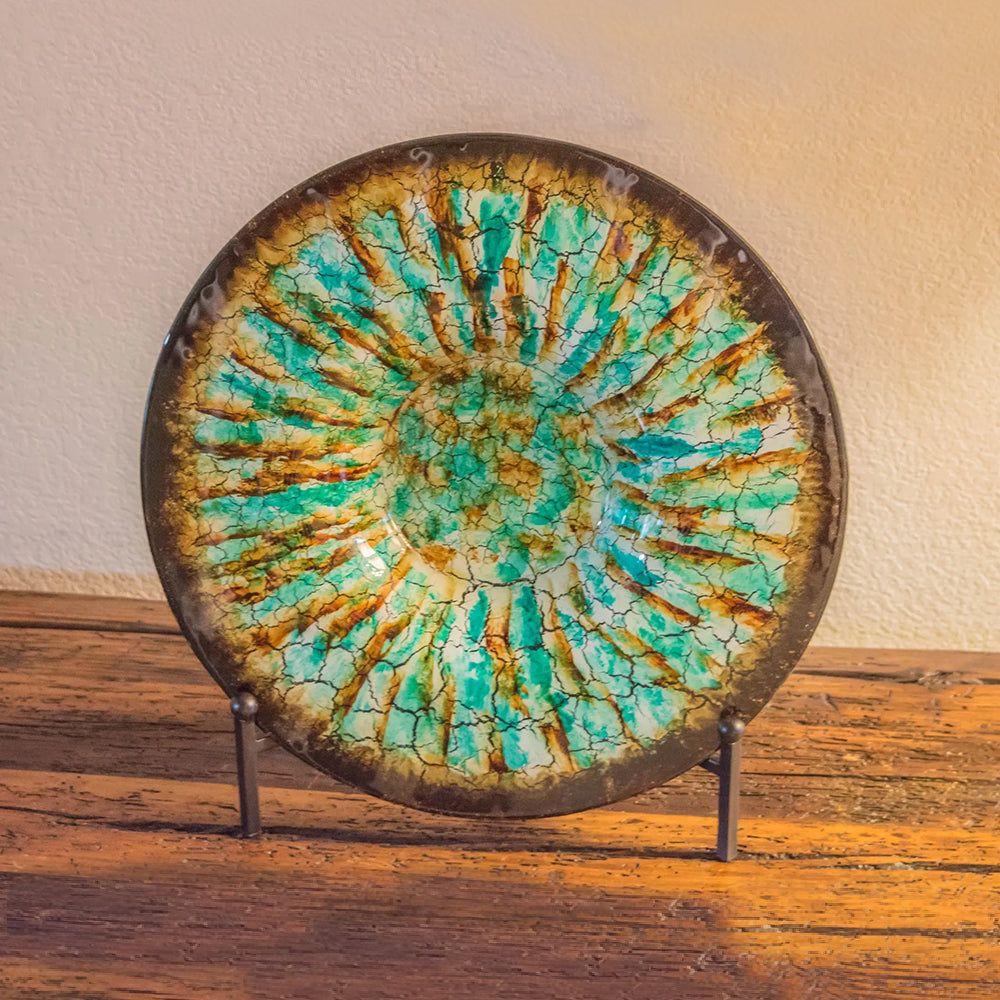Green Glass Charger with Stand