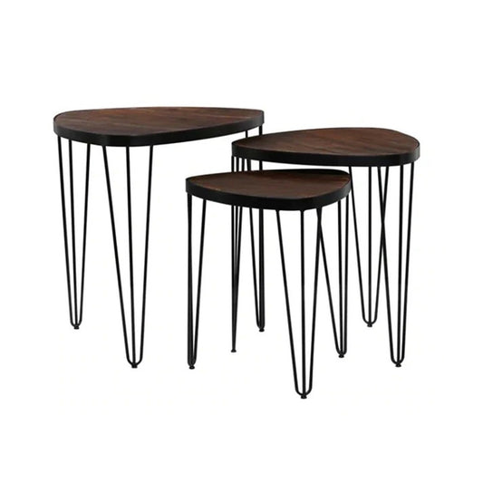 Metal & Wood Nested Tables - Set of 3
