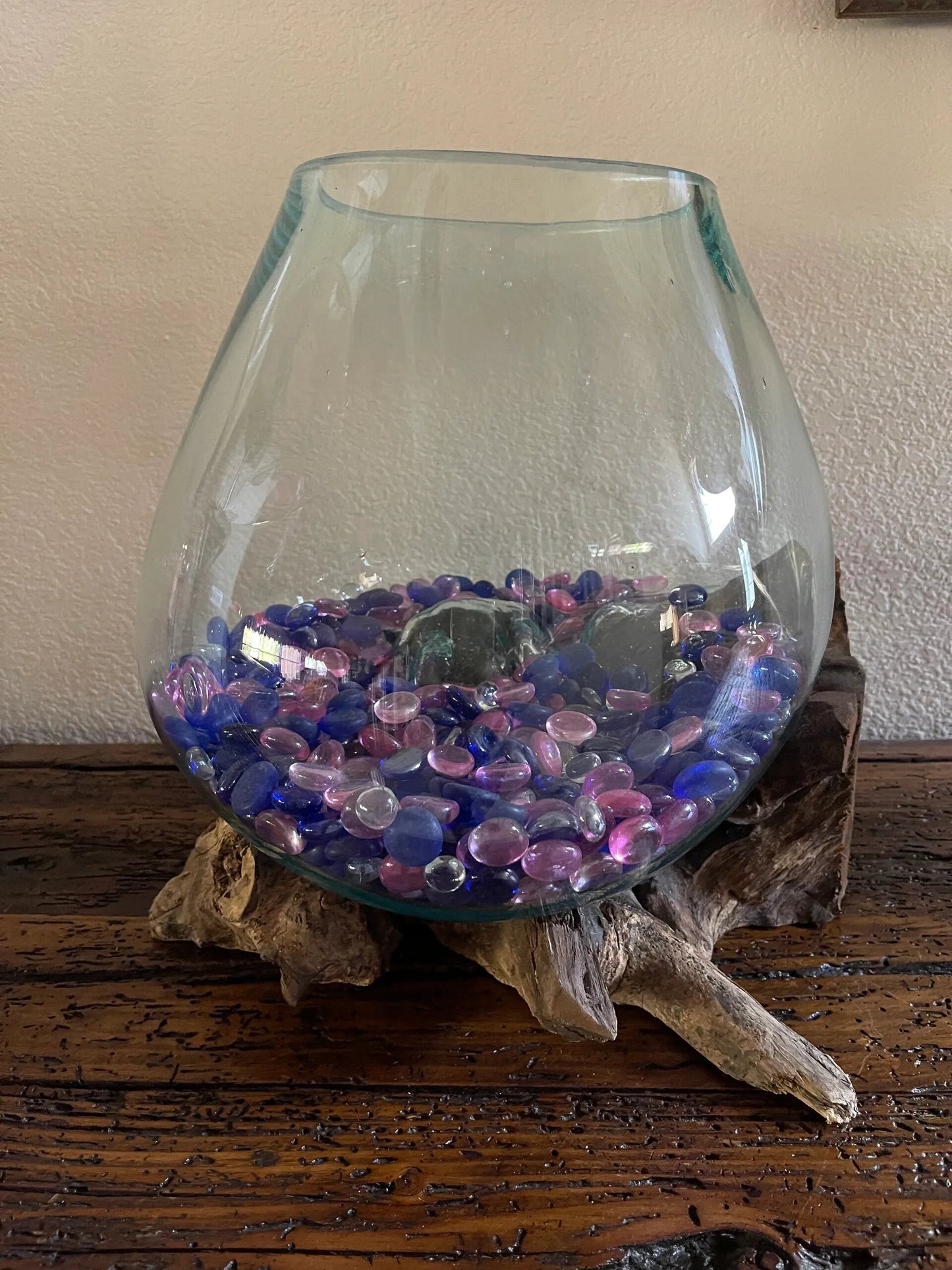 Natural Root Wood Glass Bowl