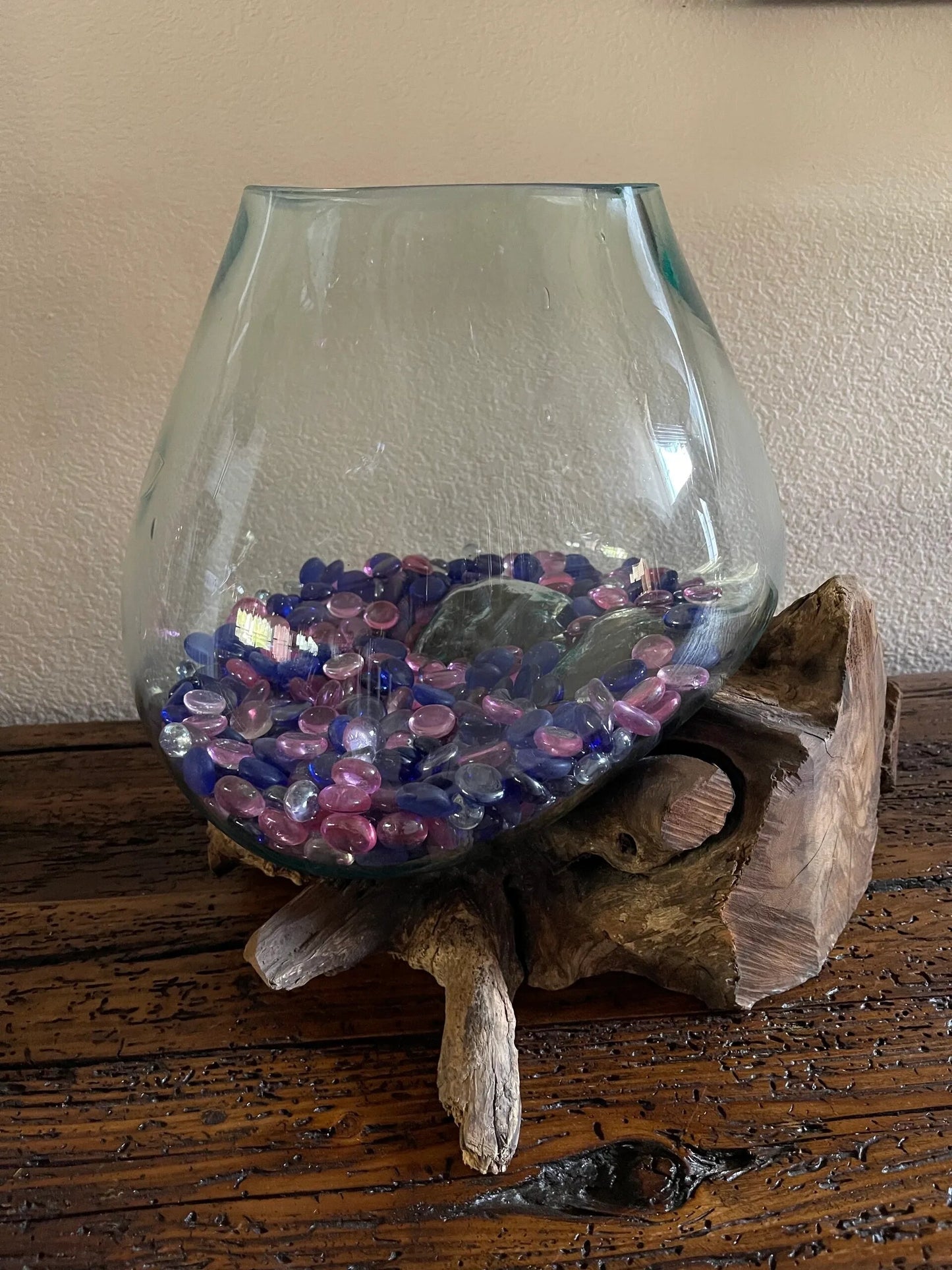 Natural Root Wood Glass Bowl