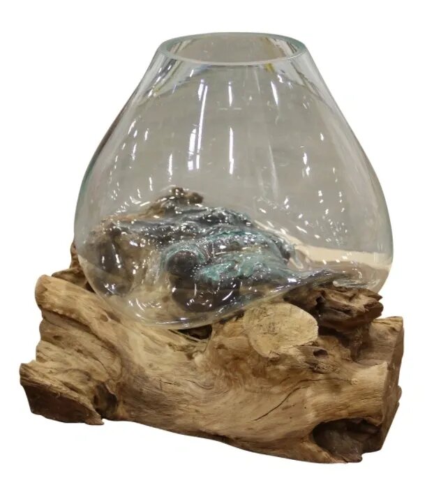 Natural Root Wood Glass Bowl