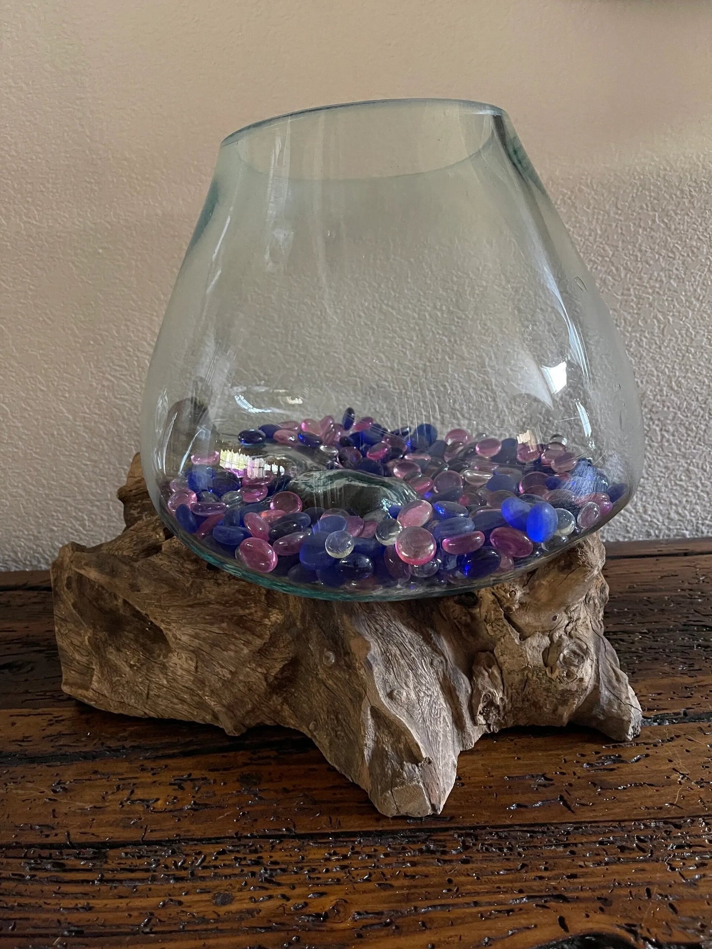 Natural Root Wood Glass Bowl