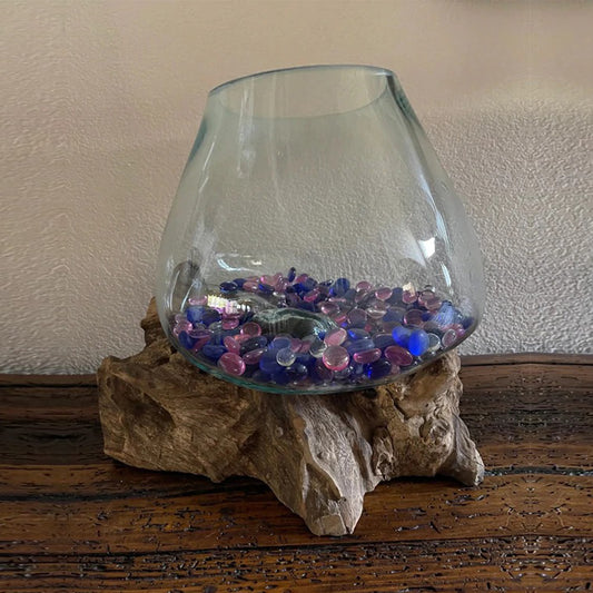 Natural Root Wood Glass Bowl