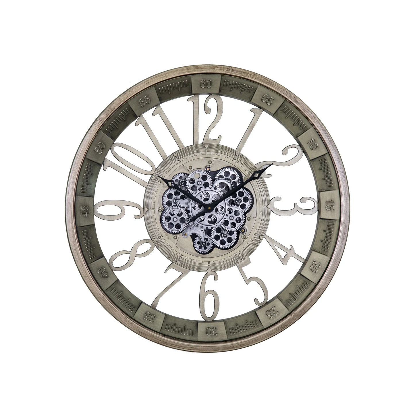 Pewter Round Gear Clock