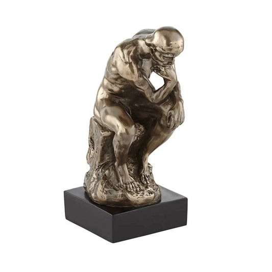 Thinker on a Rock 12" Bronze Statue