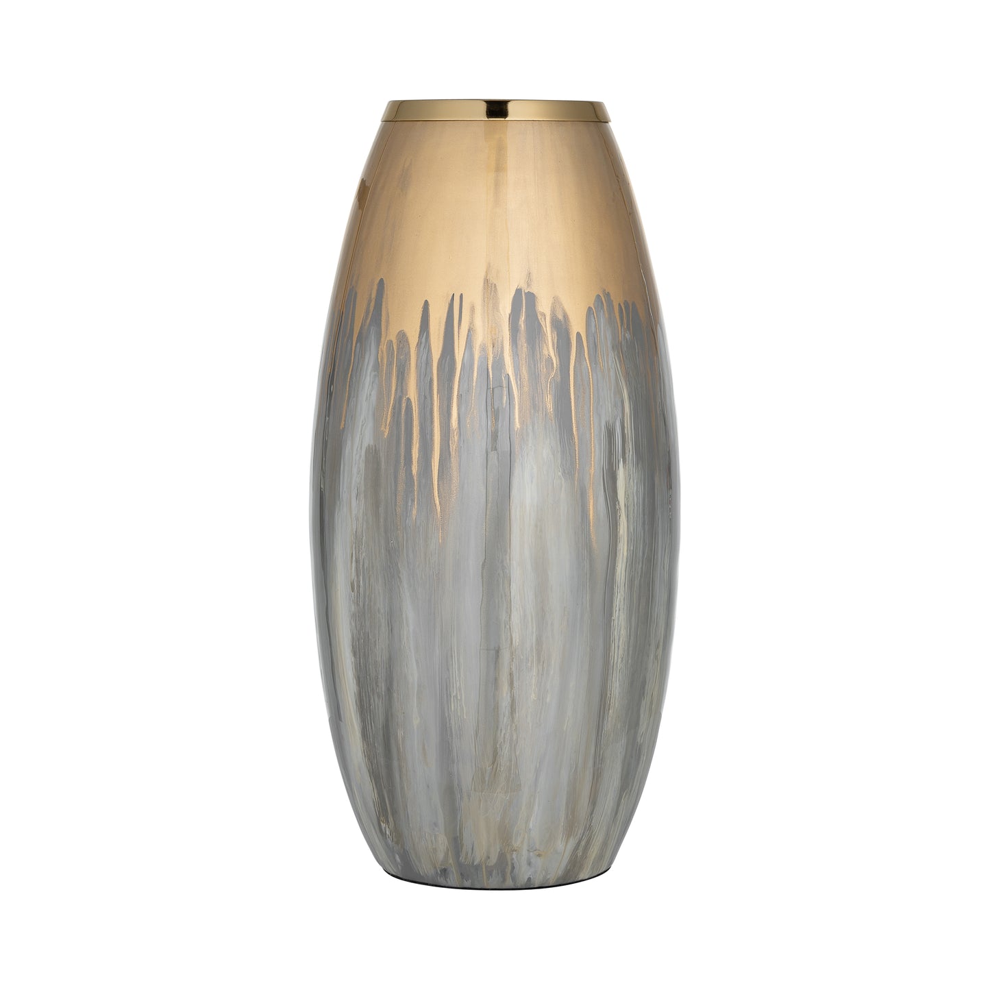 Champagne & Gray Vase w/Metal Rim