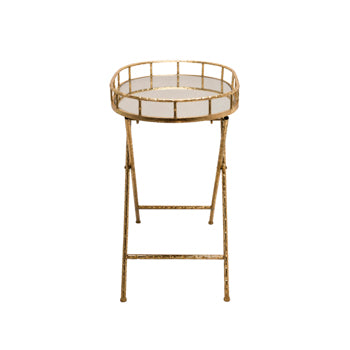 Oval Gold Metal Accent Table