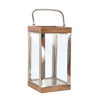 14" Metal & Wood Lantern