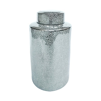 Silver Ceramic Crackle Jar