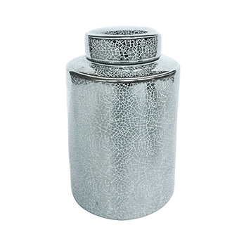 Silver Ceramic Crackle Jar