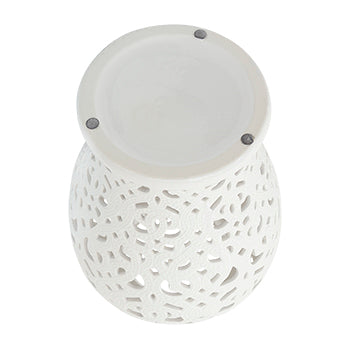 24" Ceramic Cut Out Temple Jar, White