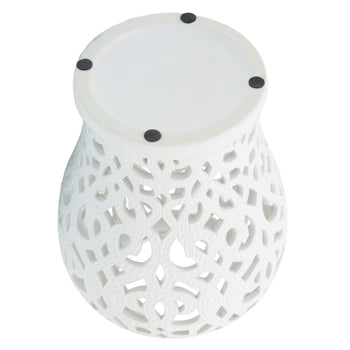 18" Ceramic Cut Out Temple Jar, White