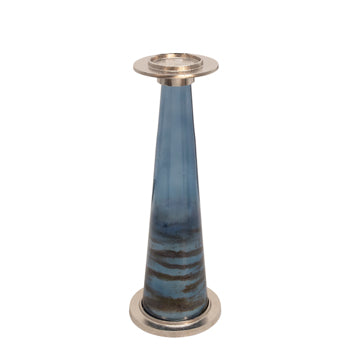 Blue Clear Pillar Candle Holders