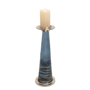 Blue Clear Pillar Candle Holders