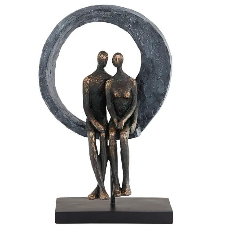 Abstract Couple Antique 12" Brass Sculpture