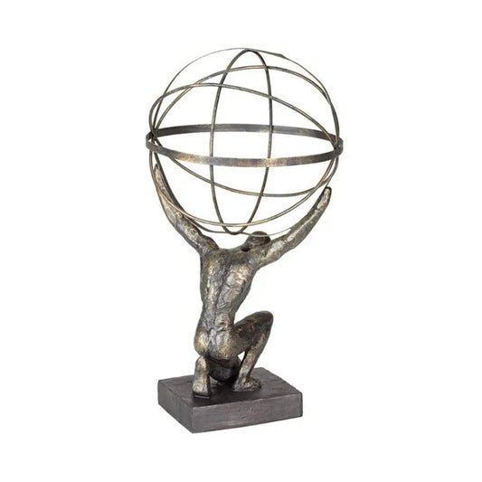 Atlas with Globe 17 1/4" Bronze Sculpture