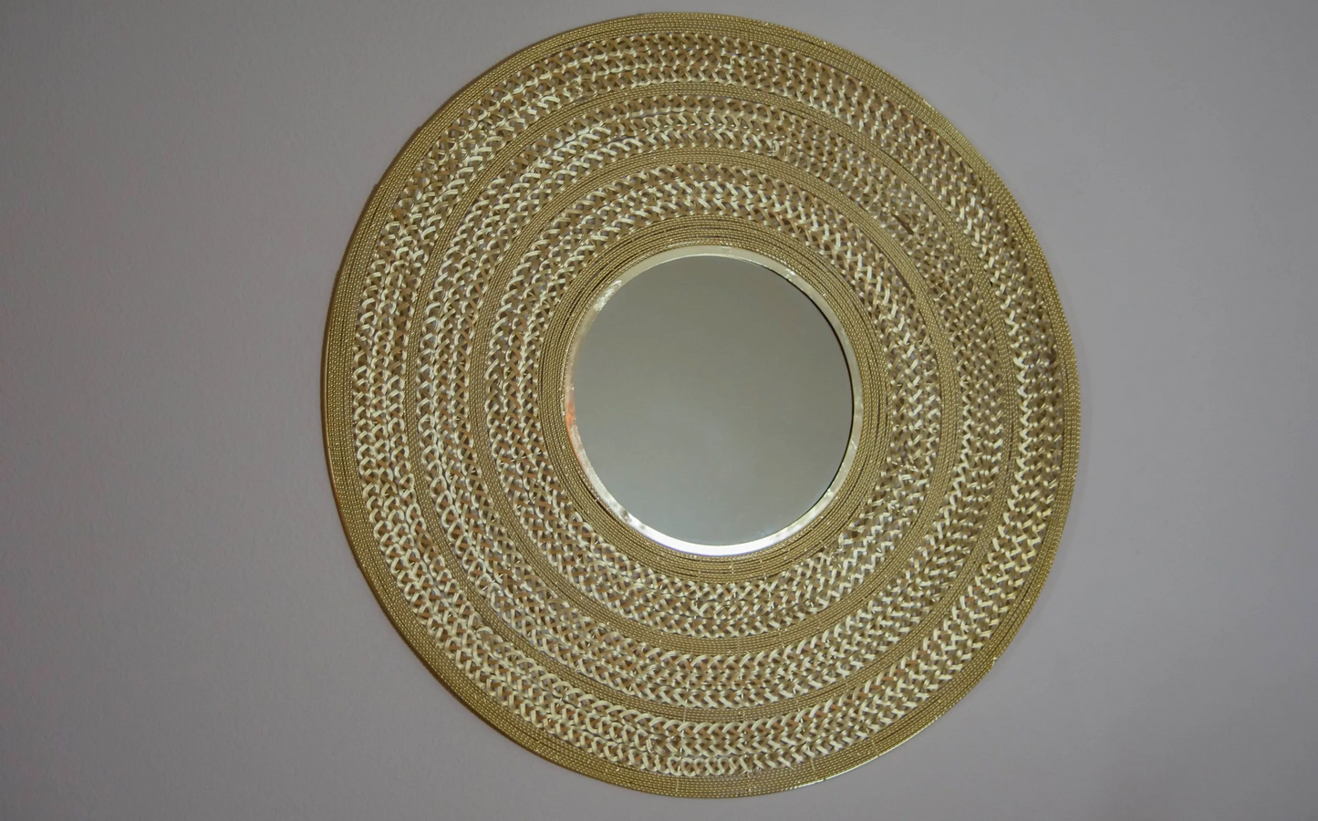 Gold Braided Round Mirror