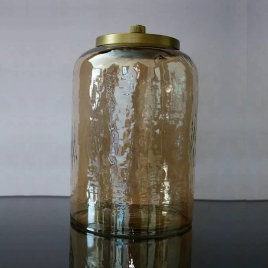 Gold Shimmer Glass Jar with Lid - Large