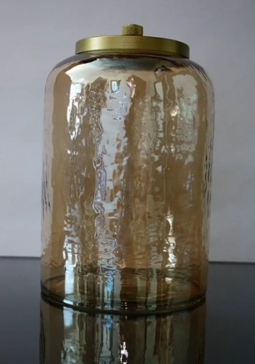 Gold Shimmer Glass Jar with Lid - Large