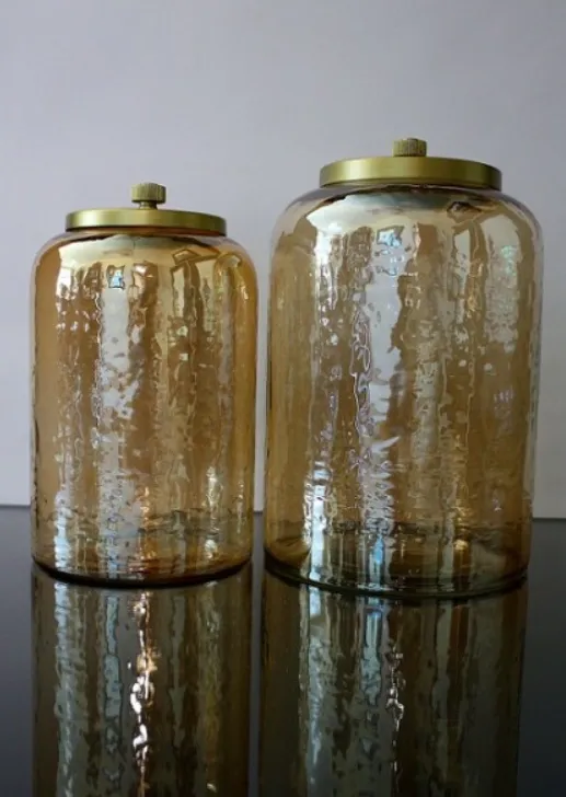 Gold Shimmer Glass Jar with Lid - Large