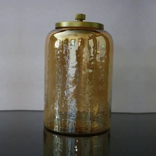 Gold Shimmer Glass Jar with Lid - Small