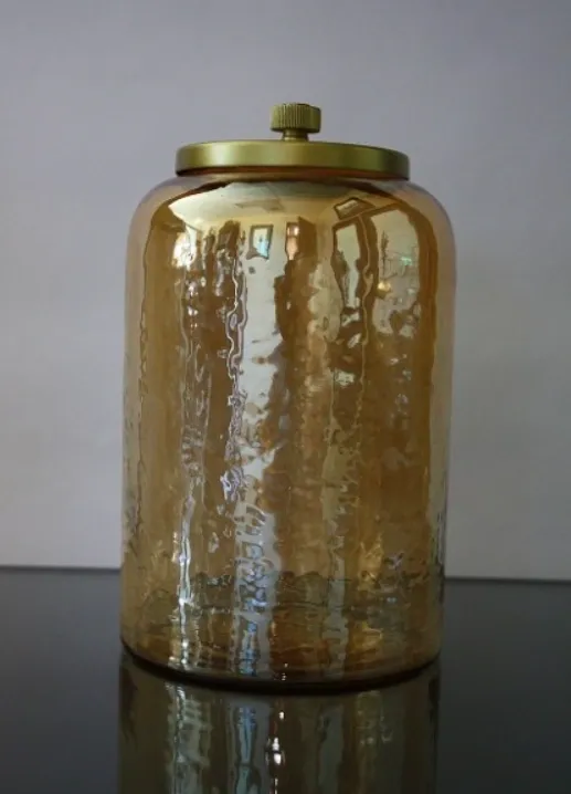 Gold Shimmer Glass Jar with Lid - Small