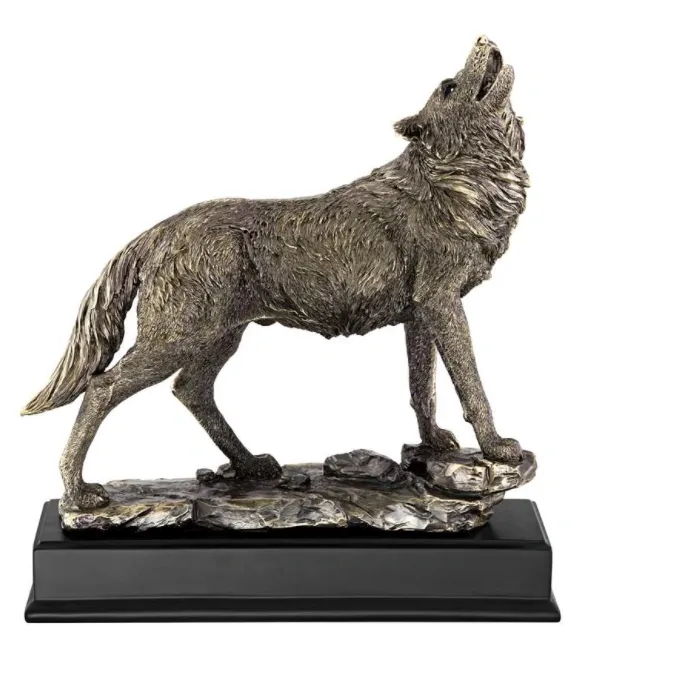 Howling Wolf 13" Bronze Statue