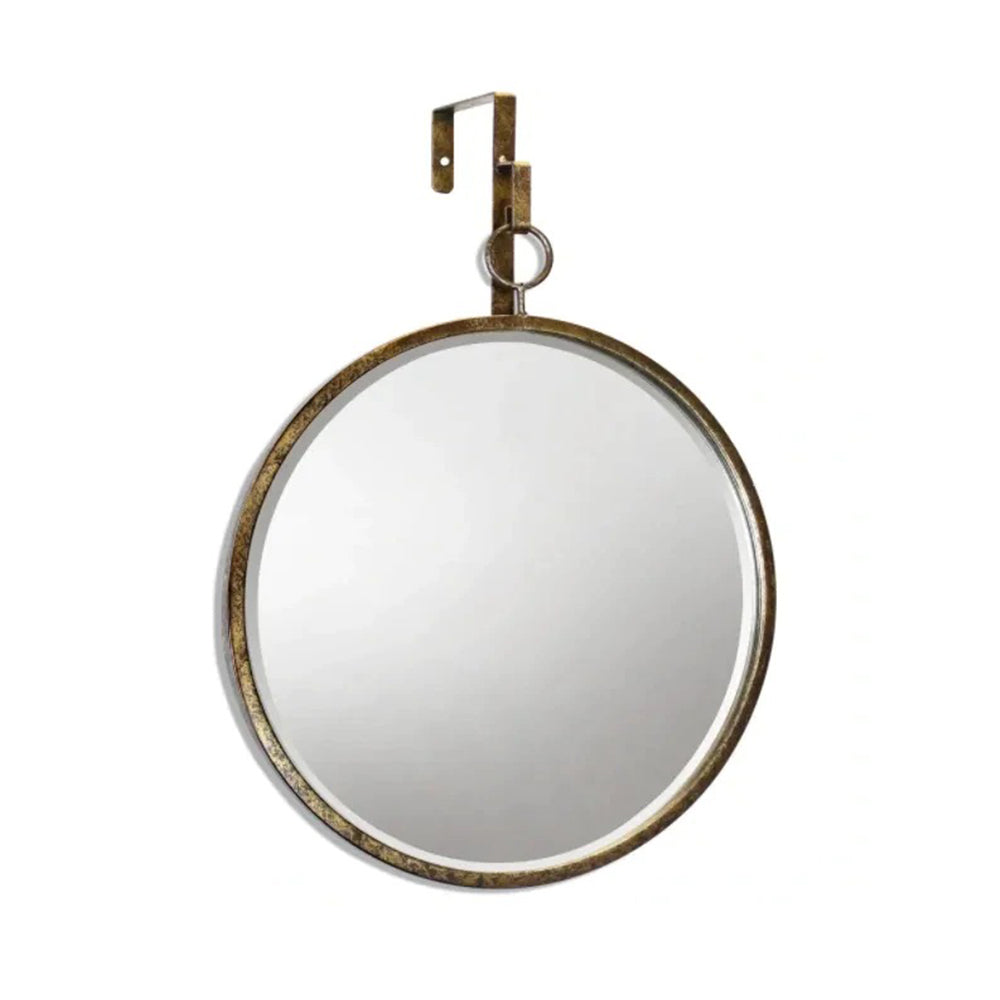 Metal Antique Gold Finish Round Mirror