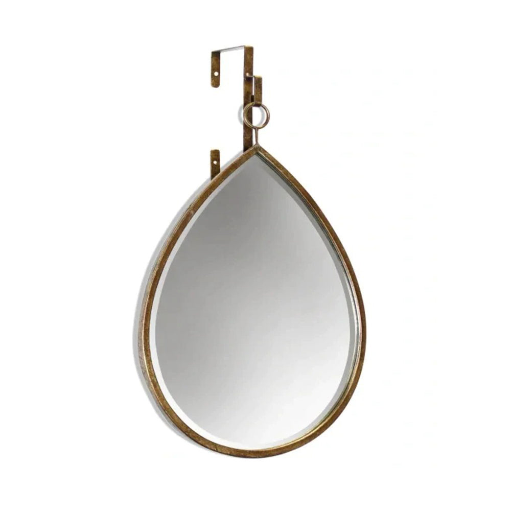 Metal Antique Gold Finish Teardrop Mirror