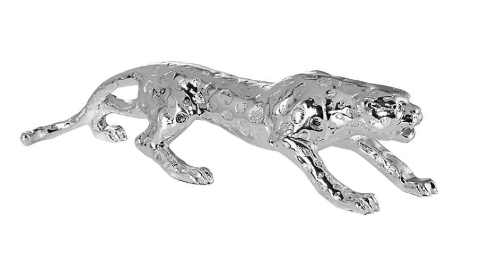Prowling Silver Mirror Leopard Sculpture